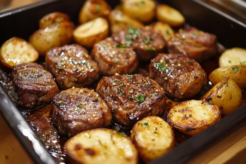 Garlic Butter Steak Bites and Potatoes: The Perfect One-Pan Dinner