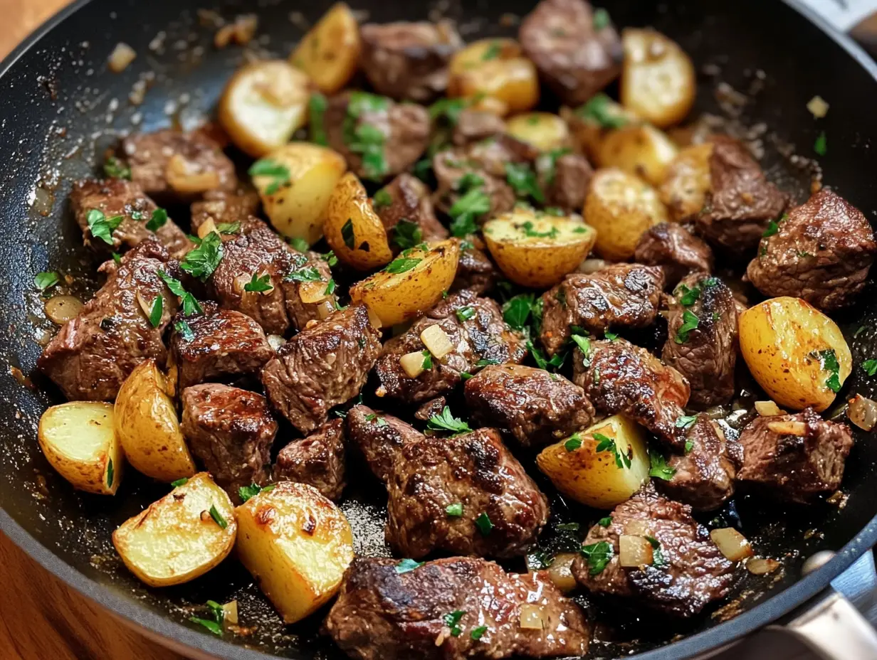 Garlic Butter Steak Bites and Potatoes Recipe: The Perfect One-Skillet Meal